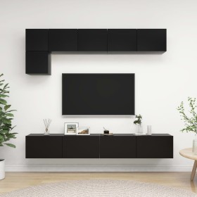 Set de muebles de salón TV 5 pzas madera de ingeniería negro de vidaXL, Muebles TV - Ref: Foro24-3078799, Precio: 245,05 €, D...
