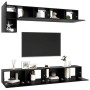 Set de muebles de salón TV 5 pzas madera de ingeniería negro de vidaXL, Muebles TV - Ref: Foro24-3078799, Precio: 245,05 €, D...