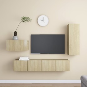 Set de muebles salón TV 4 pzas madera ingeniería roble Sonoma de vidaXL, Muebles TV - Ref: Foro24-3078993, Precio: 155,32 €, ...