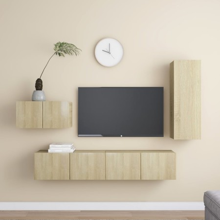Set de muebles salón TV 4 pzas madera ingeniería roble Sonoma de vidaXL, Muebles TV - Ref: Foro24-3078993, Precio: 155,32 €, ...