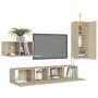 Set de muebles salón TV 4 pzas madera ingeniería roble Sonoma de vidaXL, Muebles TV - Ref: Foro24-3078993, Precio: 155,32 €, ...