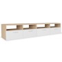 Mueble de TV 2 pzs madera ingeniería roble y blanco 95x35x36 cm en Muebles TV | Comprar online en Foru.es