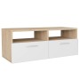 Mueble de TV 2 pzs madera ingeniería roble y blanco 95x35x36 cm en Muebles TV | Comprar online en Foru.es