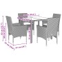 Set comedor jardín 5 pzas cojines ratán sintético vidrio negro en Conjuntos de jardín | Comprar online en Foru.es