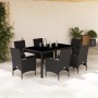 Set comedor jardín 7 pzas cojines ratán sintético vidrio negro en Conjuntos de jardín | Comprar online en Foru.es