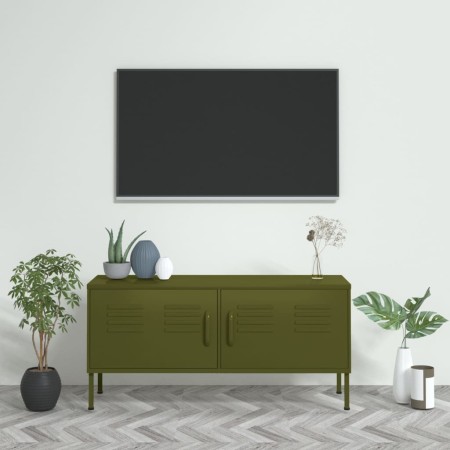 Mueble para TV de acero verde oliva 105x35x50 cm de vidaXL, Muebles TV - Ref: Foro24-336225, Precio: 139,80 €, Descuento: %