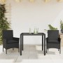 Set comedor jardín 3 pzas cojines ratán sintético vidrio negro en Conjuntos de jardín | Comprar online en Foru.es