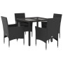 Set comedor jardín 5 pzas cojines ratán sintético vidrio negro en Conjuntos de jardín | Comprar online en Foru.es