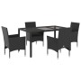 Set comedor jardín 5 pzas cojines ratán sintético vidrio negro en Conjuntos de jardín | Comprar online en Foru.es