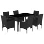 Set comedor jardín 7 pzas cojines ratán sintético vidrio negro en Conjuntos de jardín | Comprar online en Foru.es