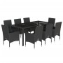 Set comedor jardín 9 pzas cojines ratán sintético vidrio negro en Conjuntos de jardín | Comprar online en Foru.es