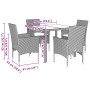 Set comedor jardín 5 pzas cojines ratán sintético vidrio marrón en Conjuntos de jardín | Comprar online en Foru.es