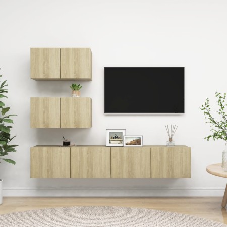 Juego de muebles de salón 4 piezas roble Sonoma de vidaXL, Muebles TV - Ref: Foro24-3079025, Precio: 147,22 €, Descuento: %