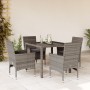 Set comedor jardín 5 pzas y cojines ratán sintético vidrio gris en Conjuntos de jardín | Comprar online en Foru.es