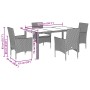 Set comedor jardín 5 pzas y cojines ratán sintético vidrio gris en Conjuntos de jardín | Comprar online en Foru.es
