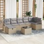 Juego de sofá de jardín de 8 piezas con cojines Beige Poli Ratán,  Sofá de jardín de 2 asientos con cojines Beige Poli Ratán | Foro24.es | Tu tienda online para hogar, jardín y más Foro24.es