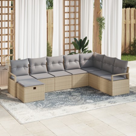 Juego de Sofá de Jardín de 8 Piezas con Cojines Beige de Poliratán,  Sofá de Jardín de 2 Plazas con Cojines Beige de Poliratán | Foro24.es | Tu tienda online para hogar, jardín y más Foro24.es