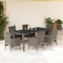 Set comedor jardín 7 pzas y cojines ratán sintético vidrio gris en Conjuntos de jardín | Comprar online en Foru.es
