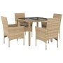 Set comedor jardín 5 pzas cojines ratán sintético vidrio beige en Conjuntos de jardín | Comprar online en Foru.es