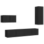 Set de muebles de salón TV 4 pzas madera de ingeniería negro de vidaXL, Muebles TV - Ref: Foro24-3078783, Precio: 163,24 €, D...