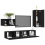 Set de muebles de salón TV 4 pzas madera de ingeniería negro de vidaXL, Muebles TV - Ref: Foro24-3078783, Precio: 160,92 €, D...