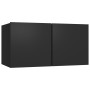 Set de muebles de salón TV 4 pzas madera de ingeniería negro de vidaXL, Muebles TV - Ref: Foro24-3078783, Precio: 160,92 €, D...
