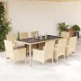 Set comedor jardín 9 pzas cojines ratán sintético vidrio beige en Conjuntos de jardín | Comprar online en Foru.es