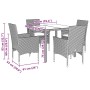 Set comedor jardín 5 pzas y cojines ratán PE vidrio gris claro en Conjuntos de jardín | Comprar online en Foru.es