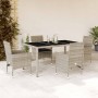 Set comedor jardín 5 pzas y cojines ratán PE vidrio gris claro en Conjuntos de jardín | Comprar online en Foru.es