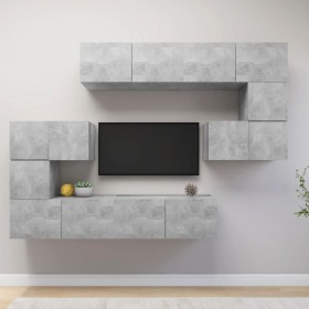 Set muebles de salón TV 8 pzas madera ingeniería gris hormigón de vidaXL, Muebles TV - Ref: Foro24-3079143, Precio: 249,27 €,...