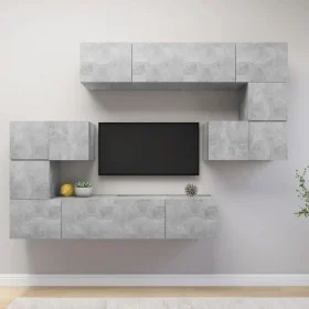 TV living room furniture set 8 pieces concrete gray engineered wood by vidaXL, TV Furniture - Ref: Foro24-3079143, Price: 247...