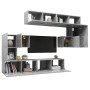 Set muebles de salón TV 8 pzas madera ingeniería gris hormigón de vidaXL, Muebles TV - Ref: Foro24-3079143, Precio: 249,27 €,...