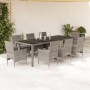 Set comedor jardín 9 pzas y cojines ratán sintético vidrio gris en Conjuntos de jardín | Comprar online en Foru.es