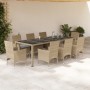 Set comedor jardín 9 pzas cojines ratán sintético vidrio beige en Conjuntos de jardín | Comprar online en Foru.es