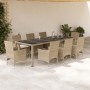 Set comedor jardín 9 pzas cojines ratán sintético vidrio beige en Conjuntos de jardín | Comprar online en Foru.es