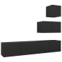 Set de muebles de salón TV 4 pzas madera de ingeniería negro de vidaXL, Muebles TV - Ref: Foro24-3078840, Precio: 142,91 €, D...