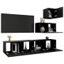Set de muebles de salón TV 4 pzas madera de ingeniería negro de vidaXL, Muebles TV - Ref: Foro24-3078840, Precio: 142,91 €, D...