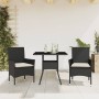 Set comedor jardín 3 pzas cojines ratán sintético vidrio negro en Conjuntos de jardín | Comprar online en Foru.es