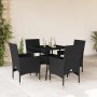 Set comedor jardín 5 pzas cojines ratán sintético vidrio negro en Conjuntos de jardín | Comprar online en Foru.es