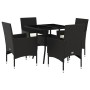 Set comedor jardín 5 pzas cojines ratán sintético vidrio negro en Conjuntos de jardín | Comprar online en Foru.es