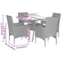 Set comedor jardín 5 pzas cojines ratán sintético vidrio negro en Conjuntos de jardín | Comprar online en Foru.es