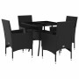 Set comedor jardín 5 pzas cojines ratán sintético vidrio negro en Conjuntos de jardín | Comprar online en Foru.es