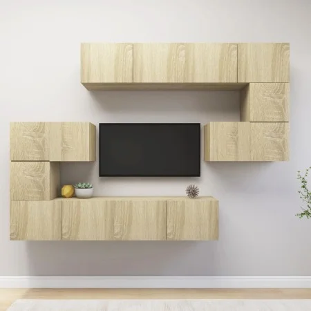 Set de muebles para TV 8 pzas madera contrachapada roble Sonoma de vidaXL, Muebles TV - Ref: Foro24-3079038, Precio: 279,04 €...
