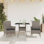 Set comedor jardín 3 pzas y cojines ratán sintético vidrio gris en Conjuntos de jardín | Comprar online en Foru.es