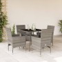 Set comedor jardín 5 pzas y cojines ratán sintético vidrio gris en Conjuntos de jardín | Comprar online en Foru.es