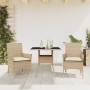 Set comedor jardín 3 pzas cojines ratán sintético vidrio beige en Conjuntos de jardín | Comprar online en Foru.es