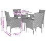 Set comedor jardín 5 pzas cojines ratán sintético vidrio beige en Conjuntos de jardín | Comprar online en Foru.es