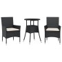 Set comedor jardín 3 pzas cojines ratán sintético vidrio negro en Conjuntos de jardín | Comprar online en Foru.es