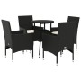 Set comedor jardín 5 pzas cojines ratán sintético vidrio negro en Conjuntos de jardín | Comprar online en Foru.es