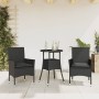 Set comedor jardín 3 pzas cojines ratán sintético vidrio negro en Conjuntos de jardín | Comprar online en Foru.es